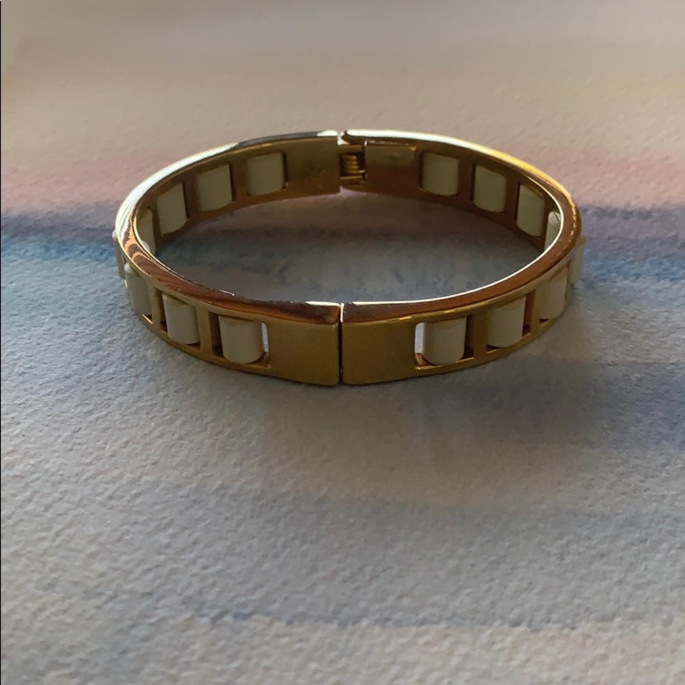 Ann Taylor gold and white leather bracelet